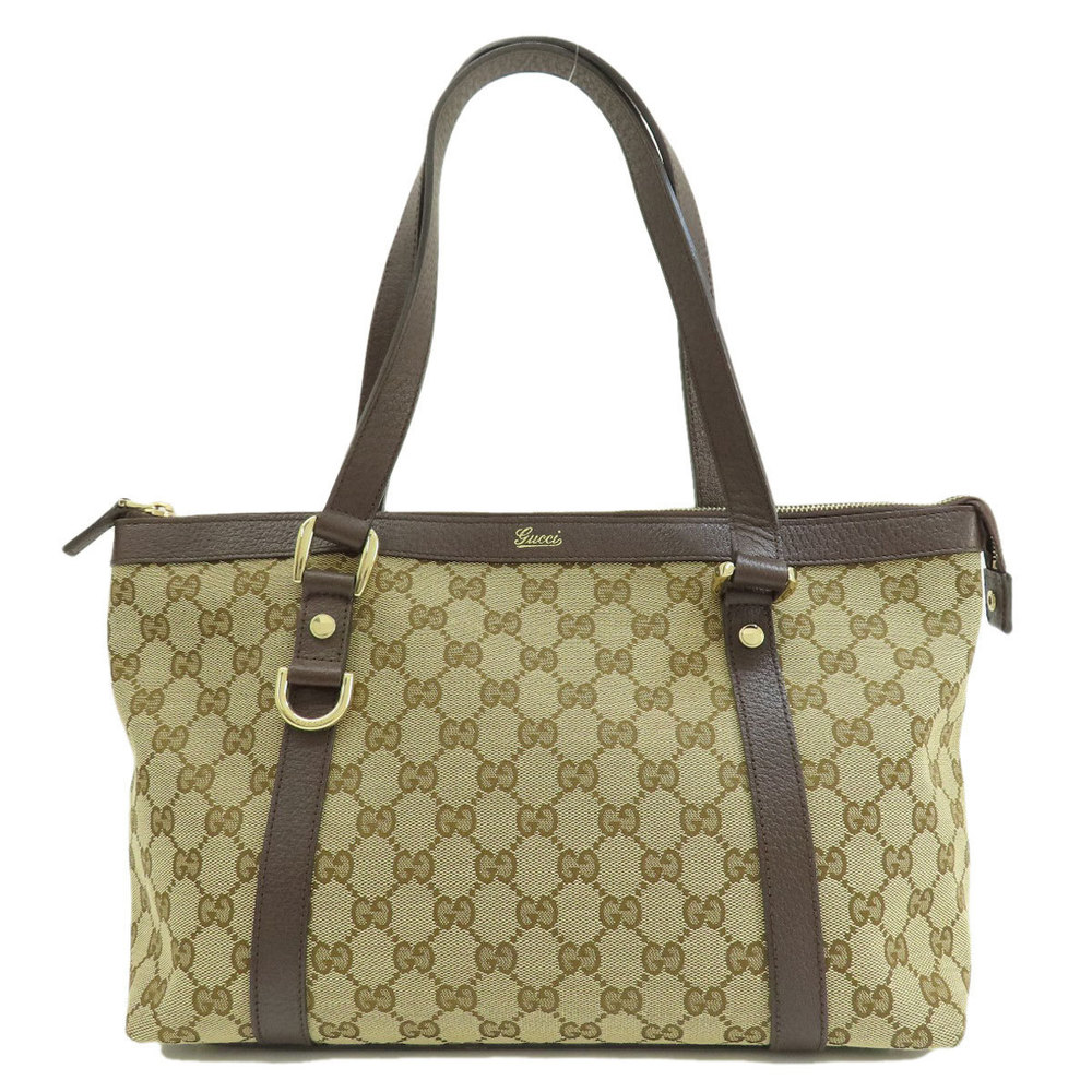 Gucci GG Tote Bag Canvas Leather Brown - Picture 1 of 9